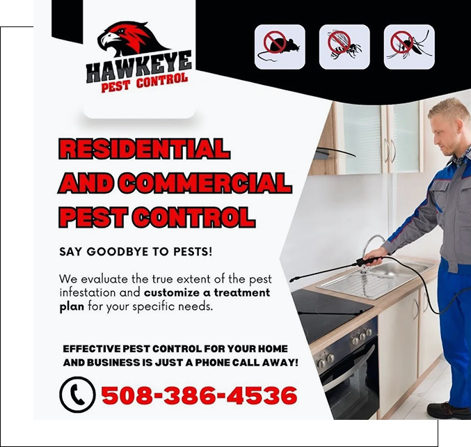 A flyer for the hawkeye pest control.